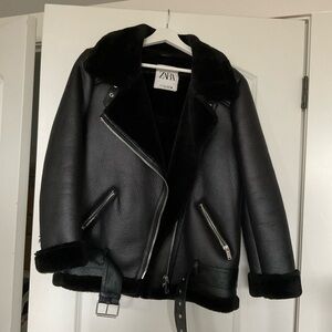 Zara Black Faux Leather Jacket